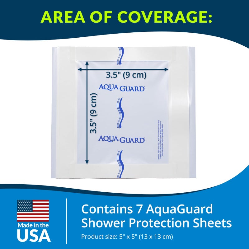 TIDI 50005-PKG AquaGuard Sheet â€“ 5â€ x 5â€ â€“ (Area of Coverage: 3.5â€ x 3.5â€) â€“ Shower Protection Sheet â€“ Self-Adhesive Moisture Barrier â€“ Wound Cover for Showering â€“ 7 Sheets â€“ Home Medical Supplies - Image 2